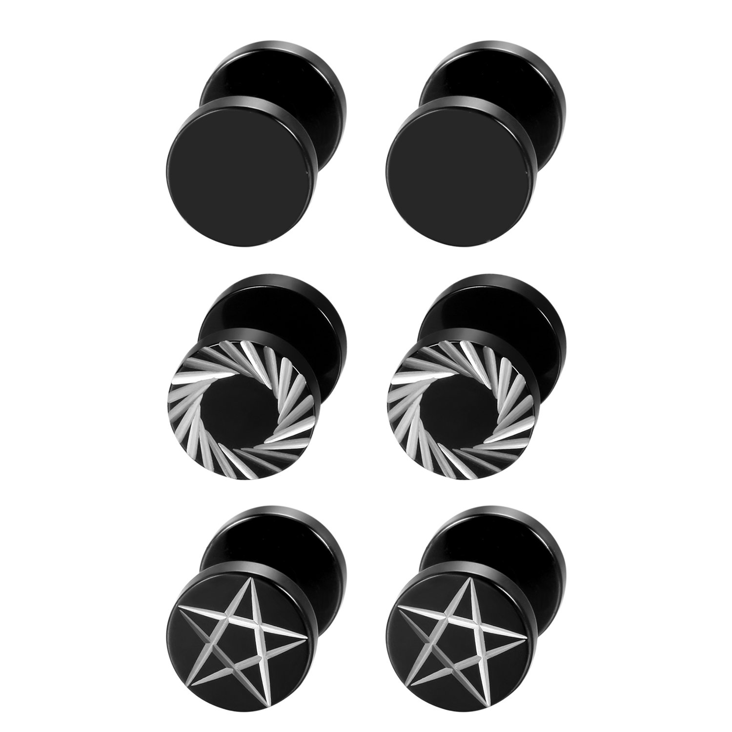 Body Jewelry Tunnels - 2 шт./6 шт., черные мужские и