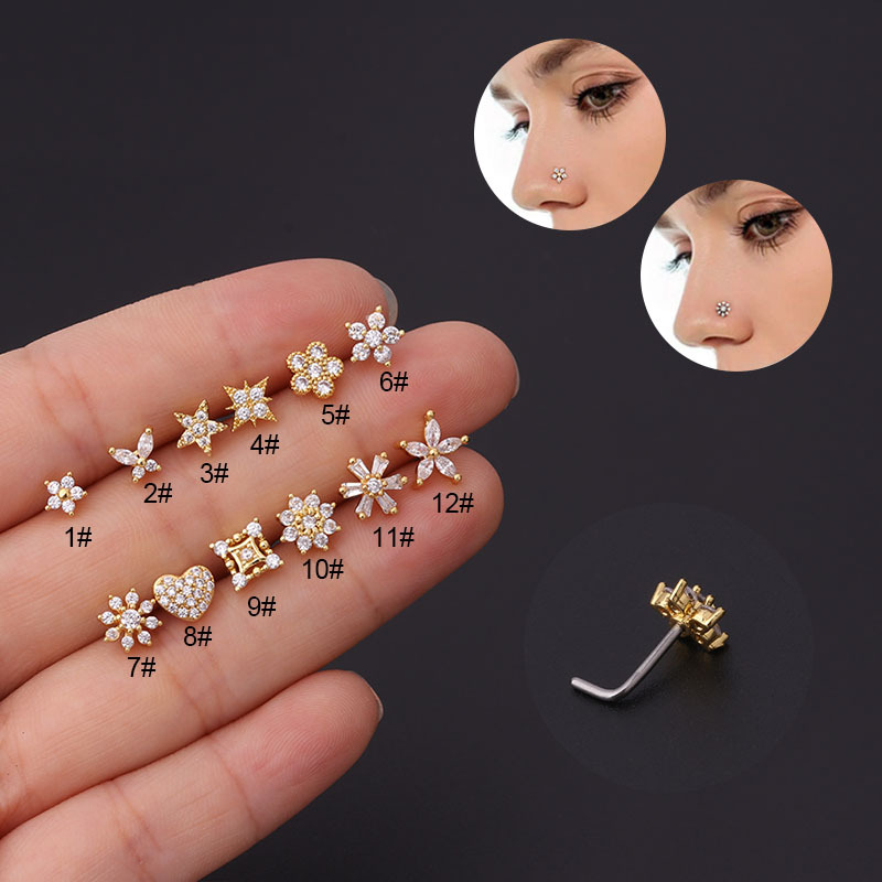 Body Jewelry Indian - 1 шт., L-образные серьги-гвоздики для пирсинга
