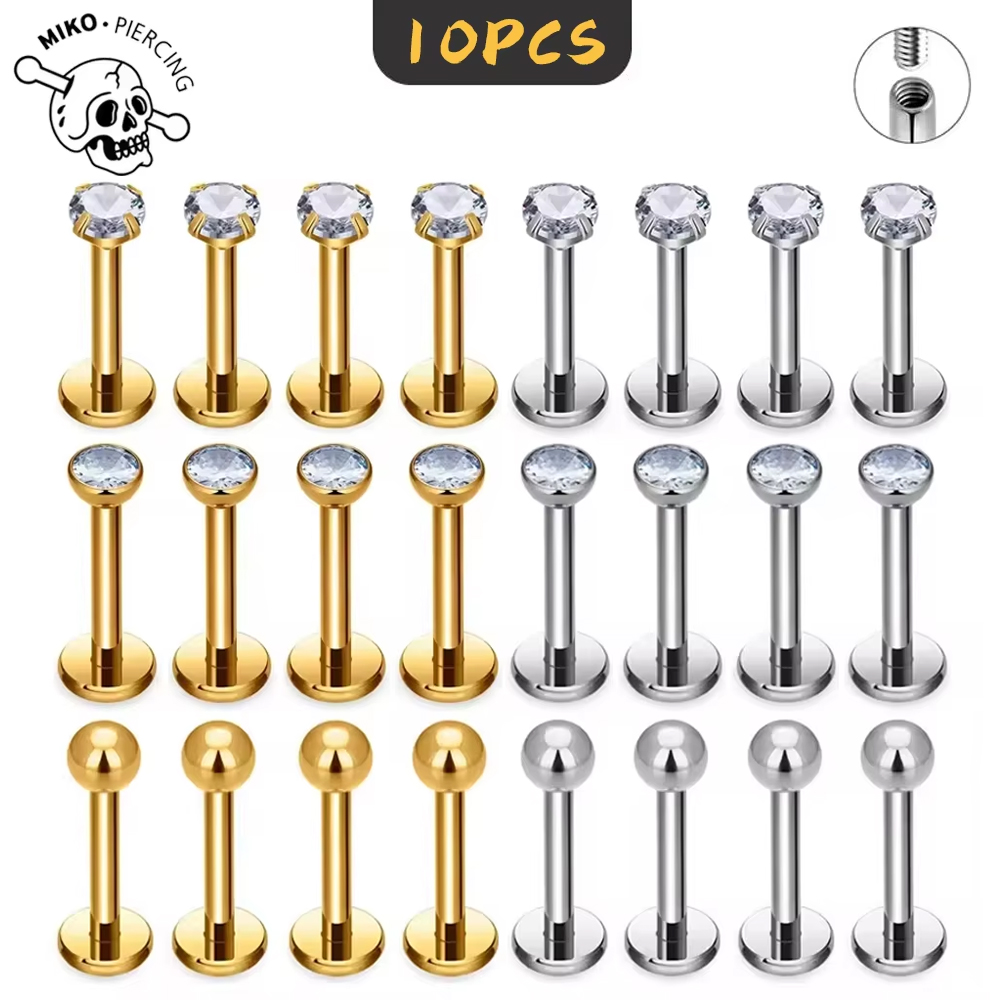 Belly Bar Titanium - 10 шт. титановых лабретов ASTM F136