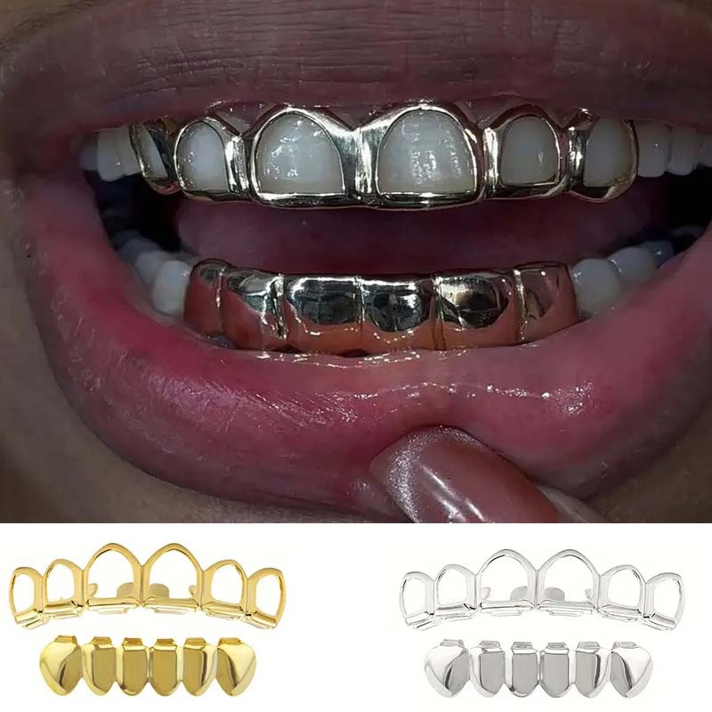 Body Jewelry Lot - Набор модных шестизубных выдолбленных/гладких нижних зубов,
