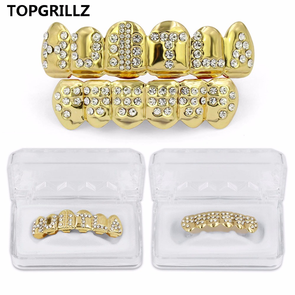 Body Jewelry Lot - TOPGRILLZ Позолоченные ледяные буквы CZ камень