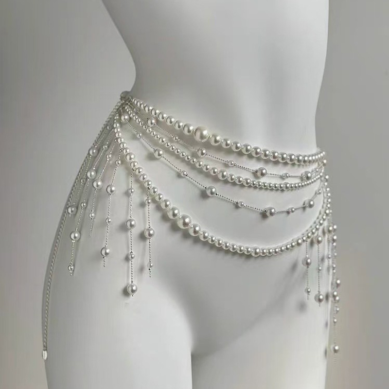 Body Jewelry Brands - Женская поясная цепочка с жемчугом, многослойная,