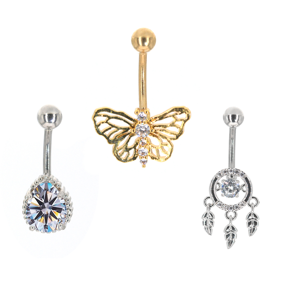 Body Jewelry Brands - Женское кольцо для пупка с бабочкой,