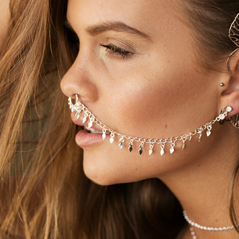 Body Jewelry Indian - Кольцо-цепочка для носа, искусственное кольцо-цепочка для