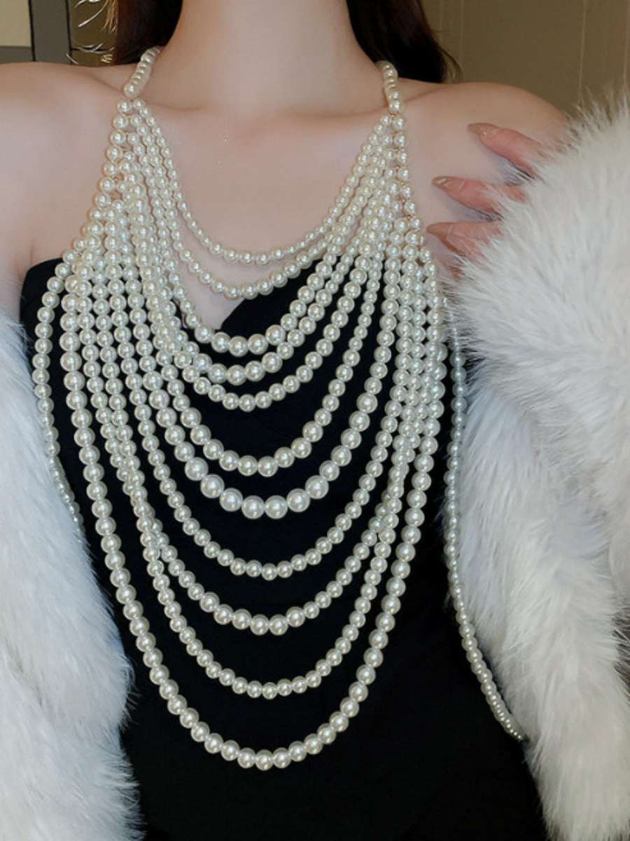 Body Jewelry Brands - Сексуальное многослойное жемчужное ожерелье, модная цепочка