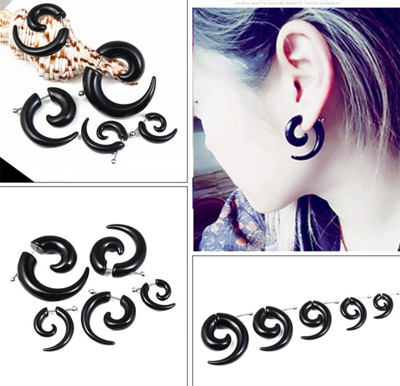 Body Jewelry Tunnels - Черные этнические Спиральные серьги в стиле
