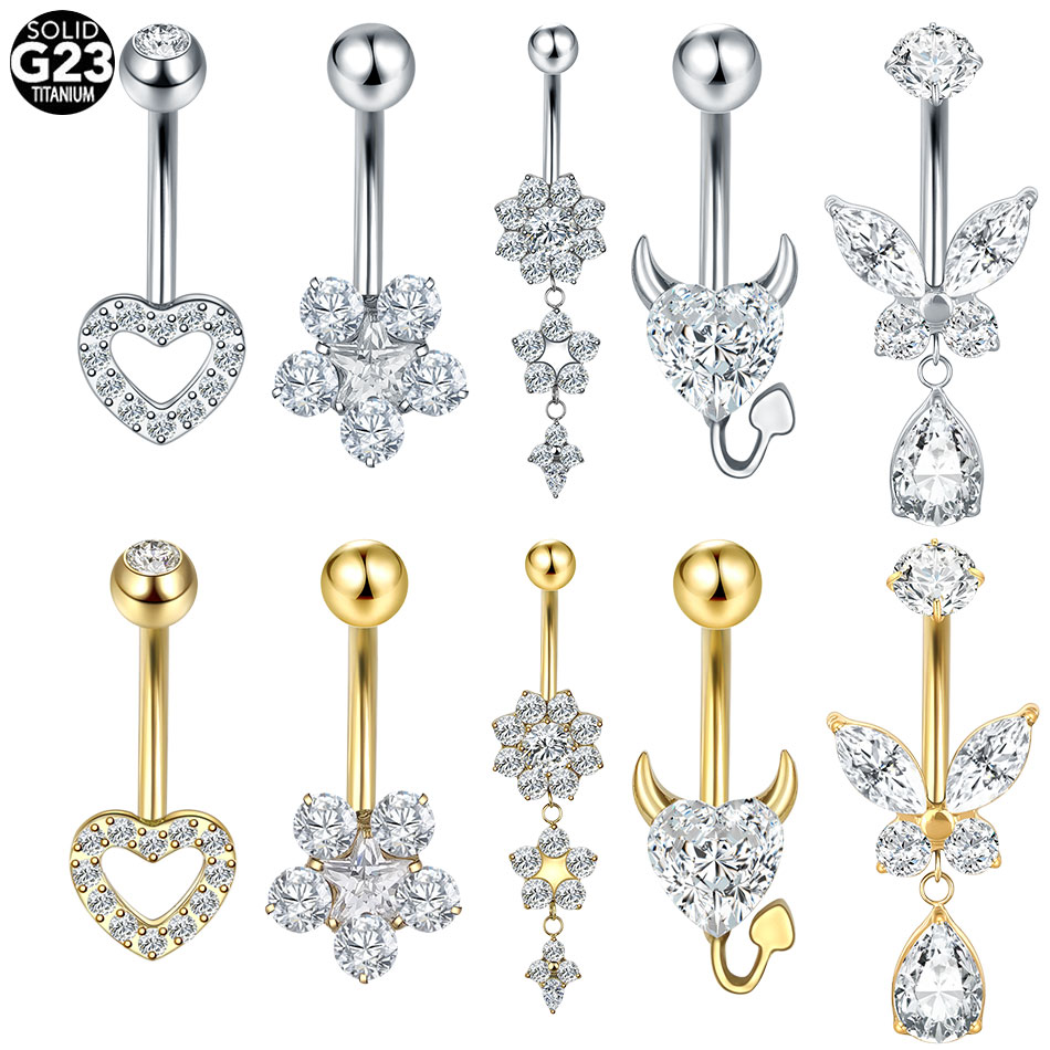1/5 шт. титановое сердце CZ пу – обзор и цена Belly Bar Titanium