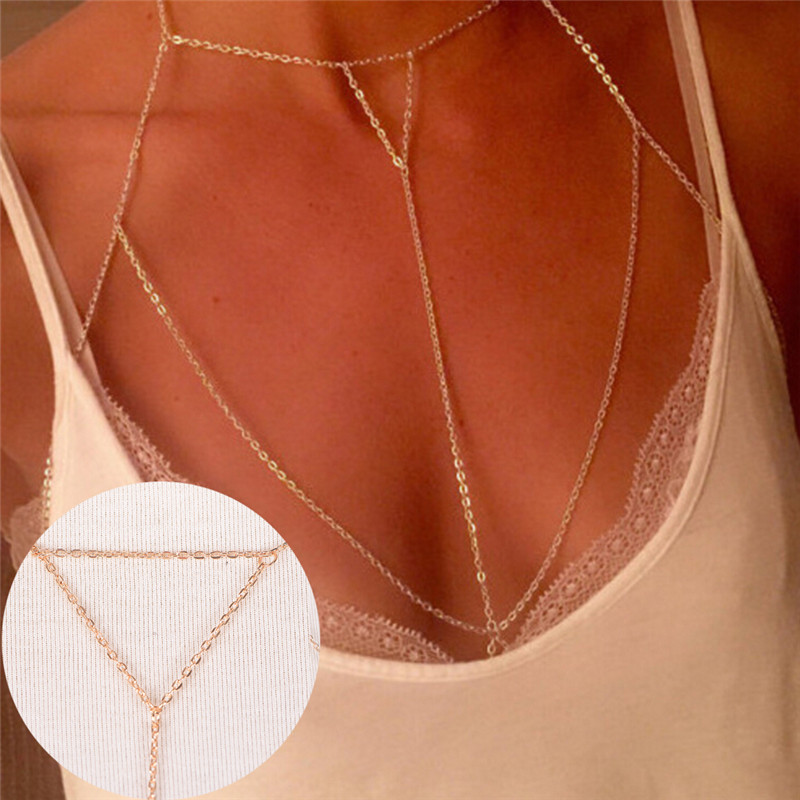 Женское многослойное колье с V – обзор и цена Body Jewelry Necklace