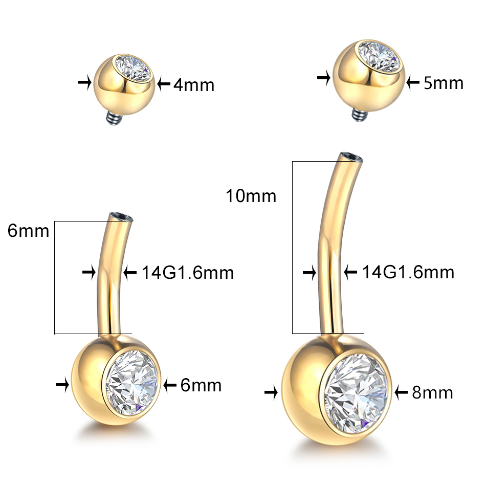 1 шт. G23 титан 14 г золотого  – обзор и цена Belly Bar Titanium