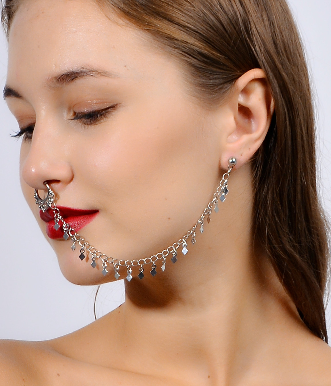 Кольцо-цепочка для носа, искус – обзор и цена Body Jewelry Indian